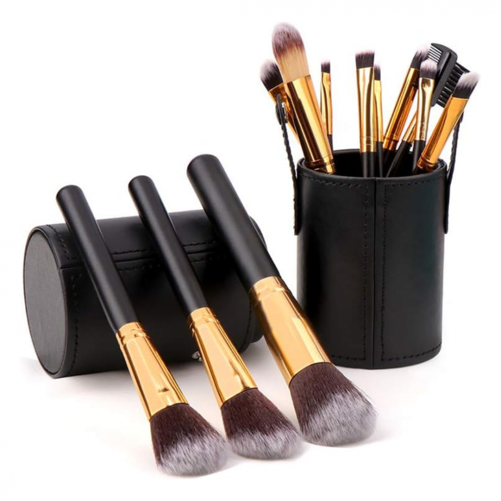 Cutie cilindrică-suport pentru pensule, piele ecologică cu închidere cu capse [5]