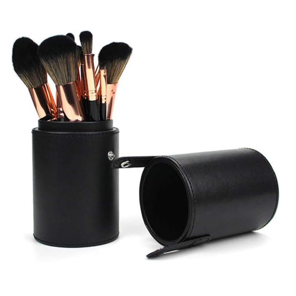 Cutie cilindrică-suport pentru pensule, piele ecologică cu închidere cu capse [4]