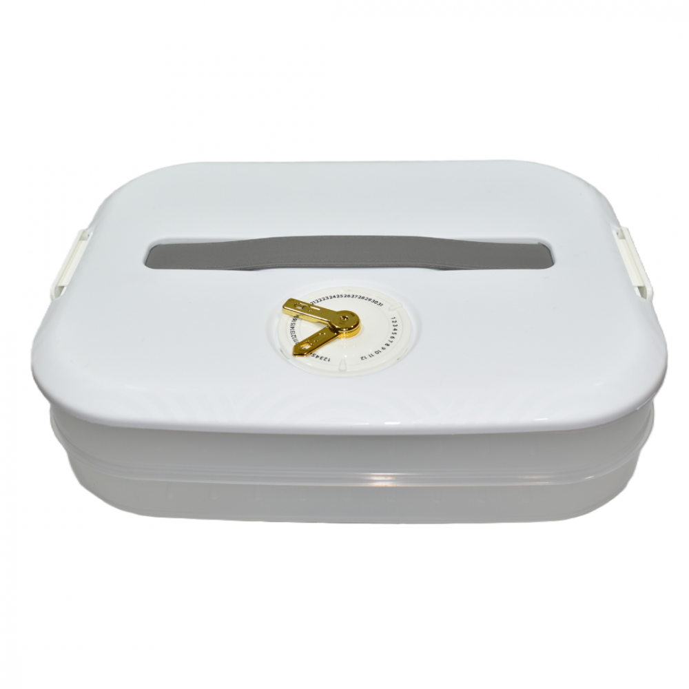 Cutie depozitare alimente cu mâner și indicator lună/zi, cu 2 sertare detașabile [1]