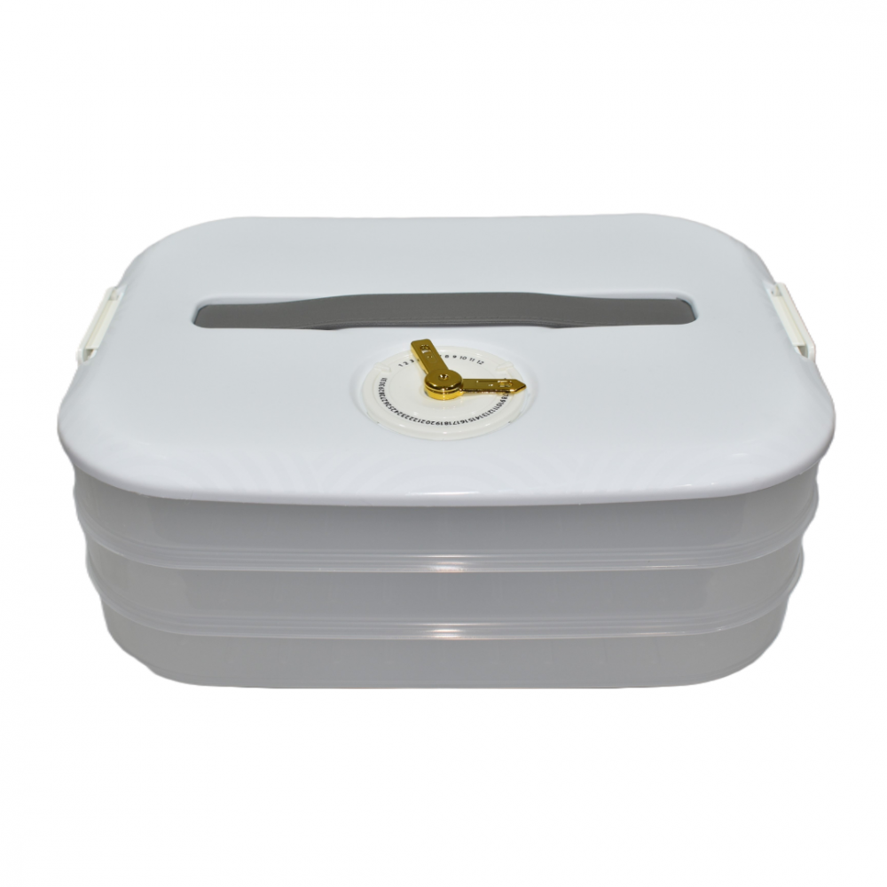 Cutie depozitare alimente cu mâner și indicator lună/zi, cu 3 sertare detașabile [2]