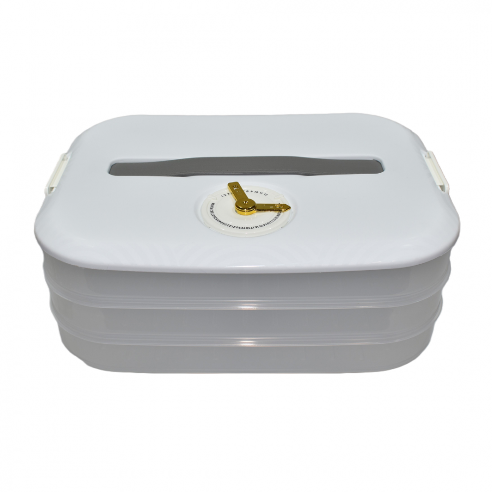 Cutie depozitare alimente cu mâner și indicator lună/zi, cu 3 sertare detașabile [1]