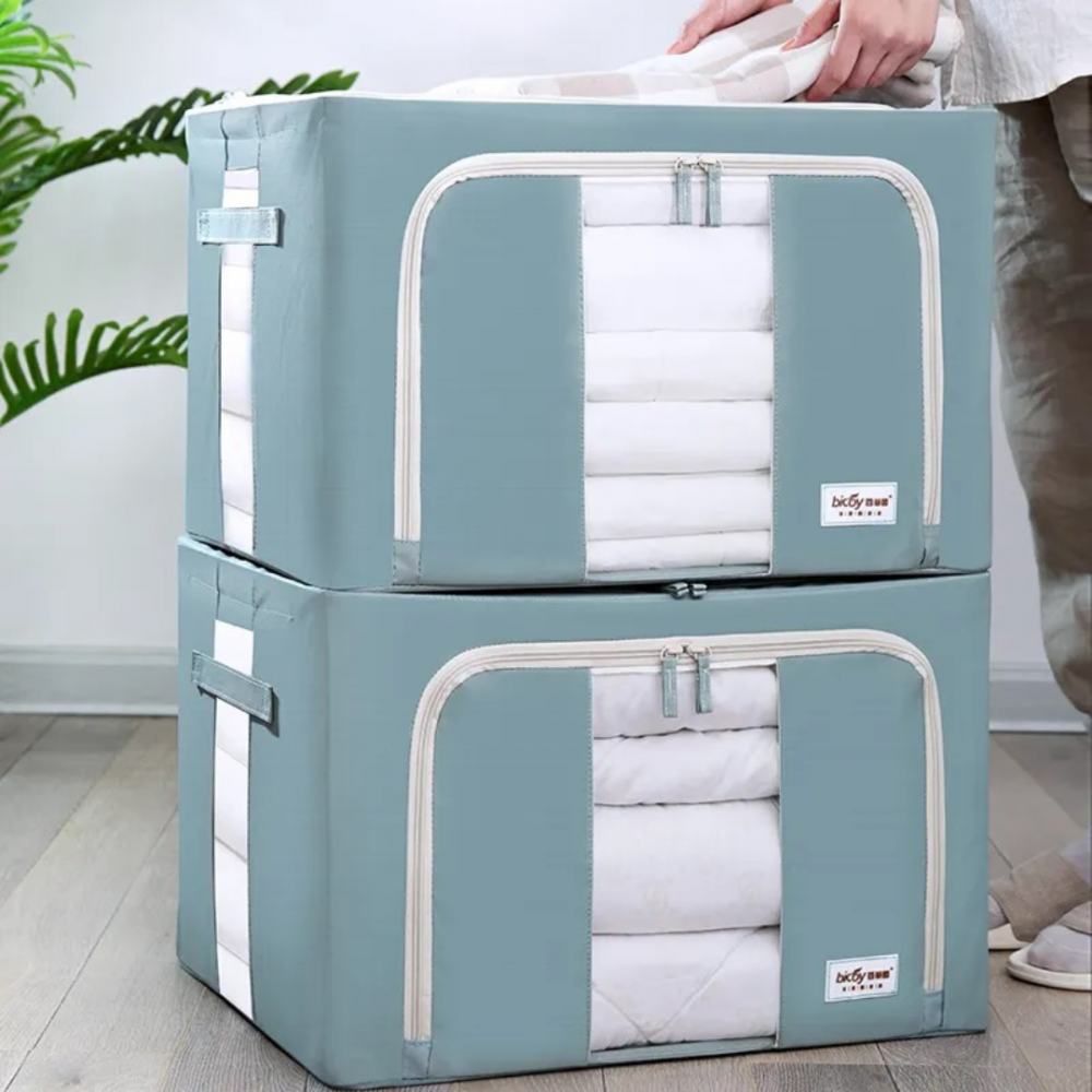 Cutie depozitare din material textil, cu fermoar, capacitate 66l, Vernil [4]