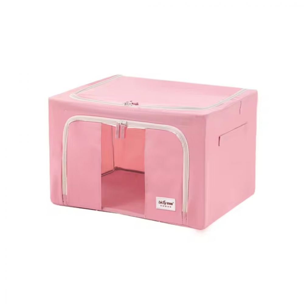 Cutie depozitare din material textil, cu fermoar, capacitate 56l, Roz [1]