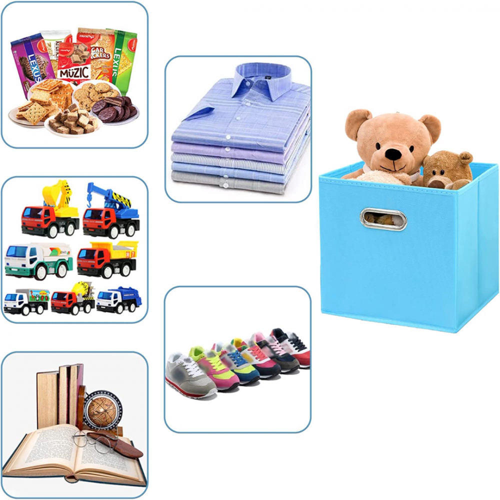 Cutie depozitare din material textil, Turcoaz [2]