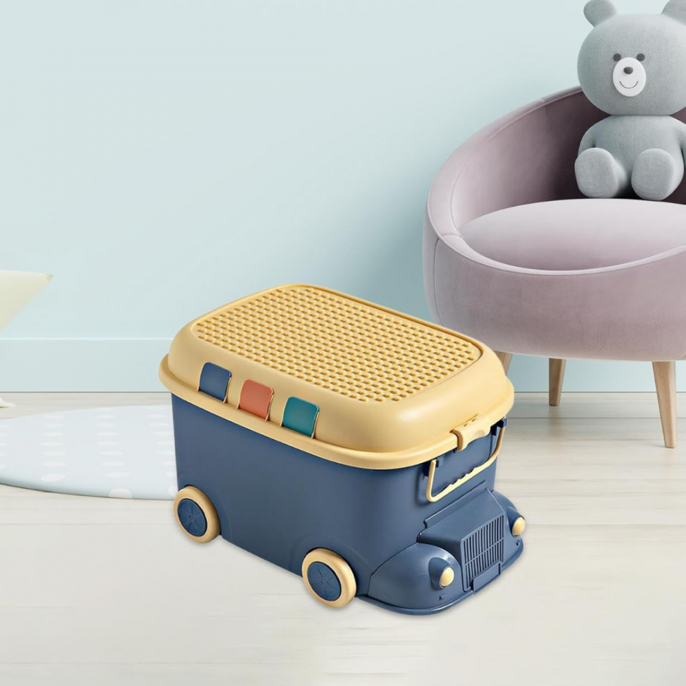 Cutie depozitare jucării pentru copii, model mașinuță, albastru [5]