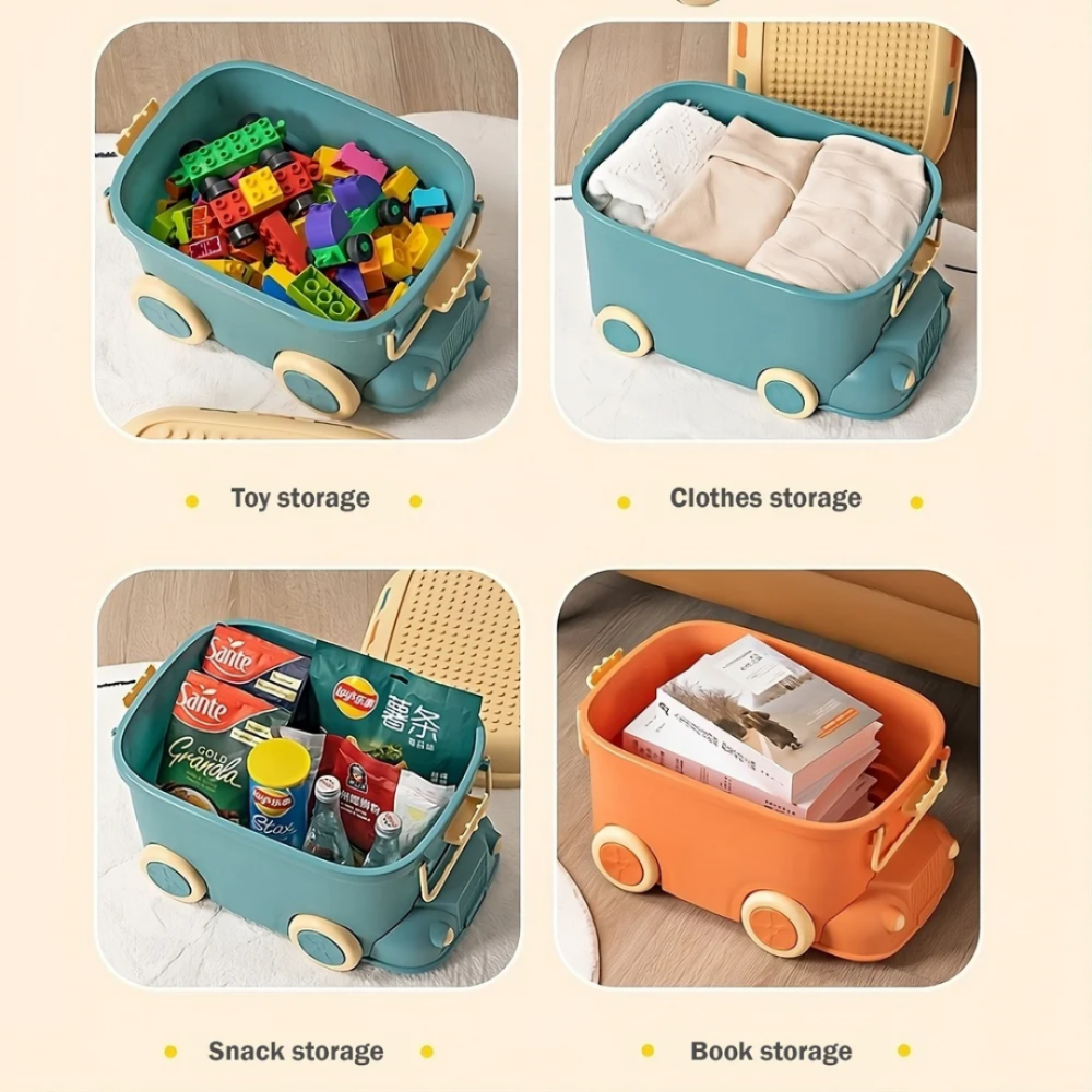 Cutie depozitare jucării pentru copii, model mașinuță, albastru [6]