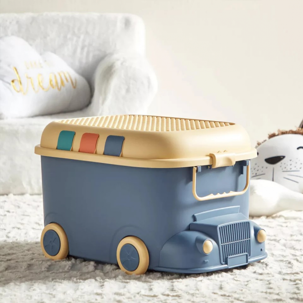 Cutie depozitare jucării pentru copii, model mașinuță, albastru [4]