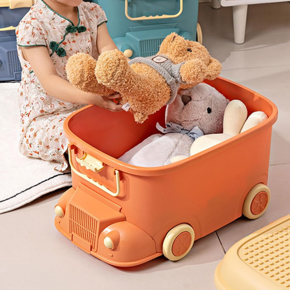 Cutie depozitare jucării pentru copii, model mașinuță, portocaliu [3]
