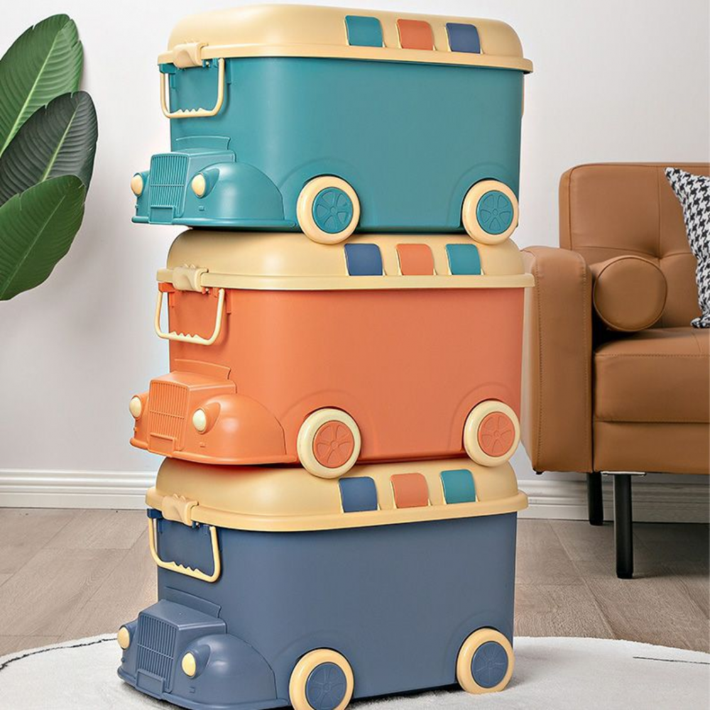 Cutie depozitare jucării pentru copii, model mașinuță, portocaliu [8]