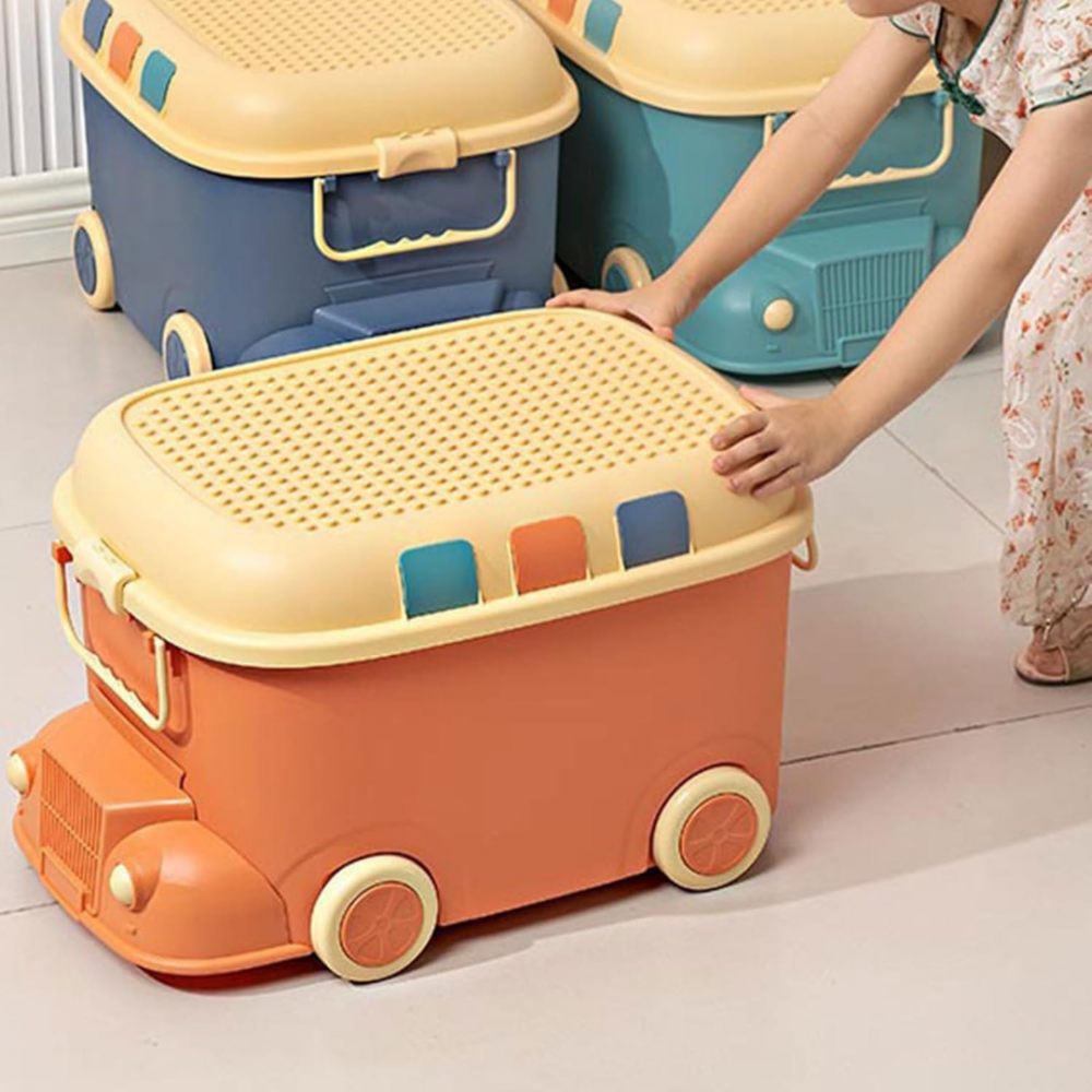 Cutie depozitare jucării pentru copii, model mașinuță, portocaliu [2]