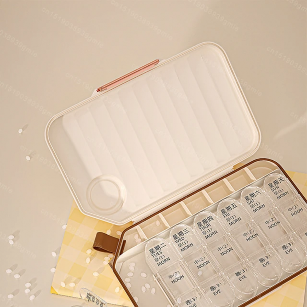 Cutie organizatoare pentru medicamente, mărime L, Bej [8]