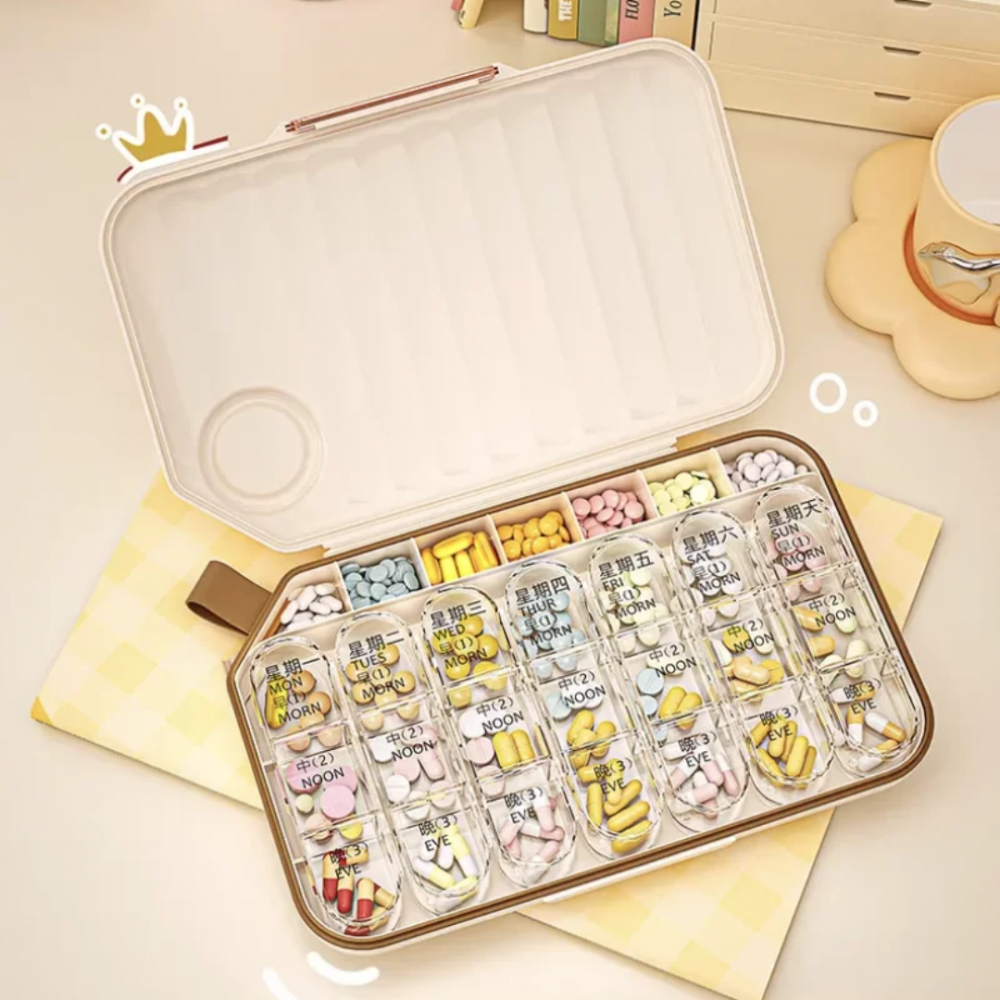 Cutie organizatoare pentru medicamente, mărime L, Bej [2]