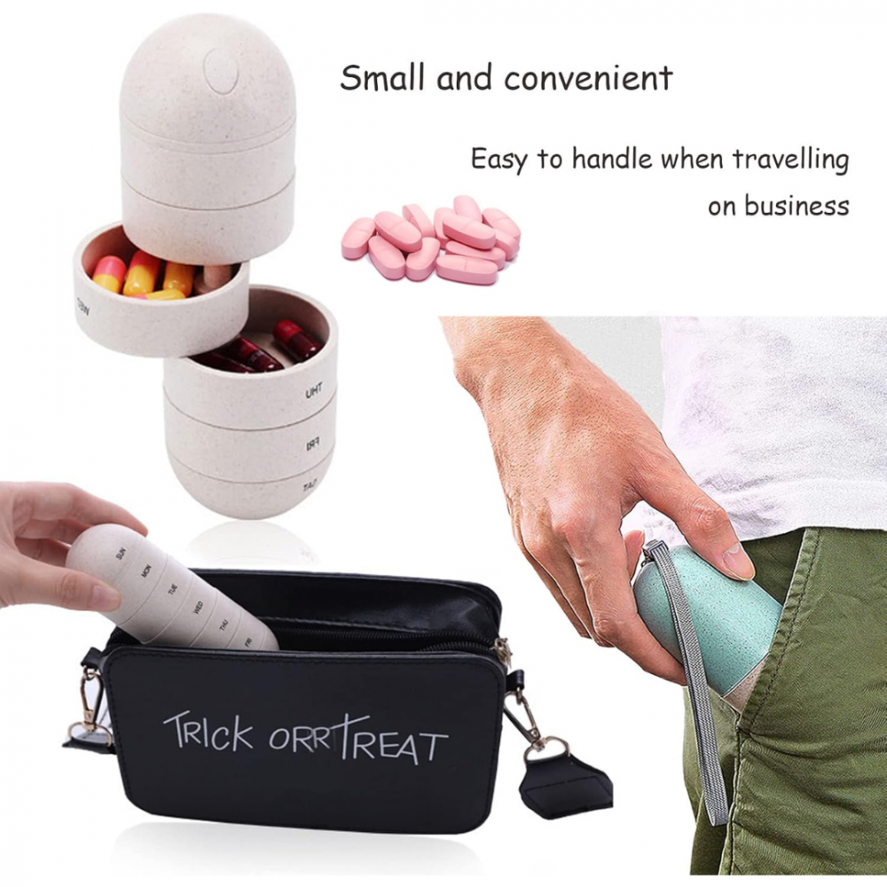 Cutie organizator medicamente, ideală pentru călătorii, cu 8 compartimente și agățătoare [4]