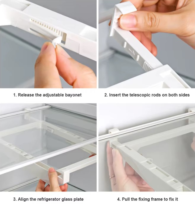 Cutie pentru depozitare, cu suport, prindere la raftul frigiderului, Transparent [2]