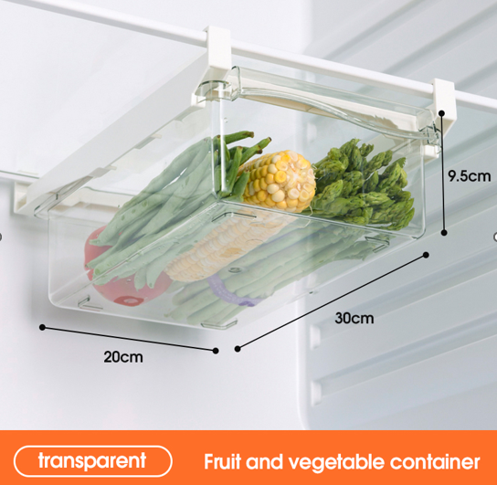 Cutie pentru depozitare, cu suport, prindere la raftul frigiderului, Transparent [1]