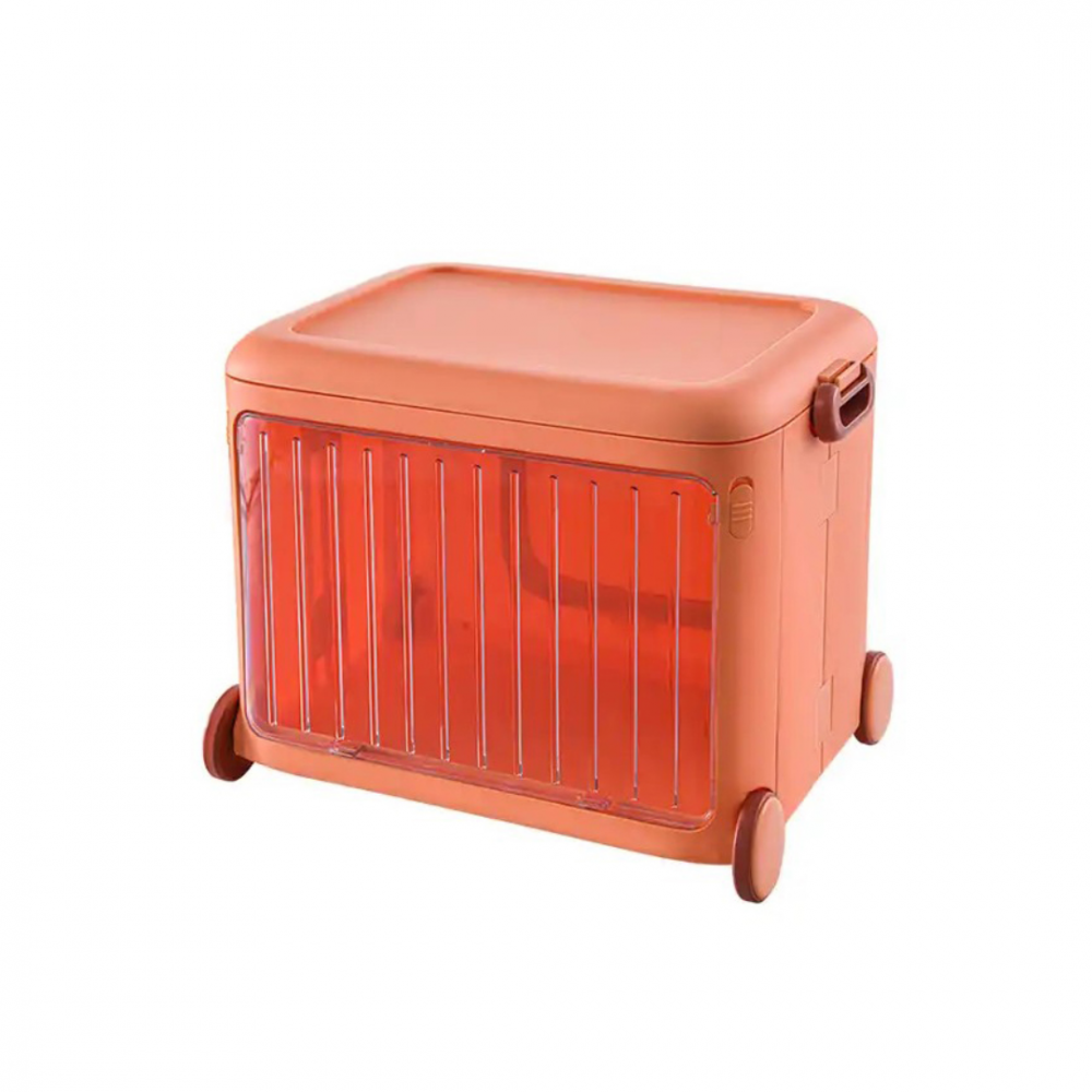 Cutie pliabilă din plastic cu roți și mânere pentru copii, portocaliu [1]