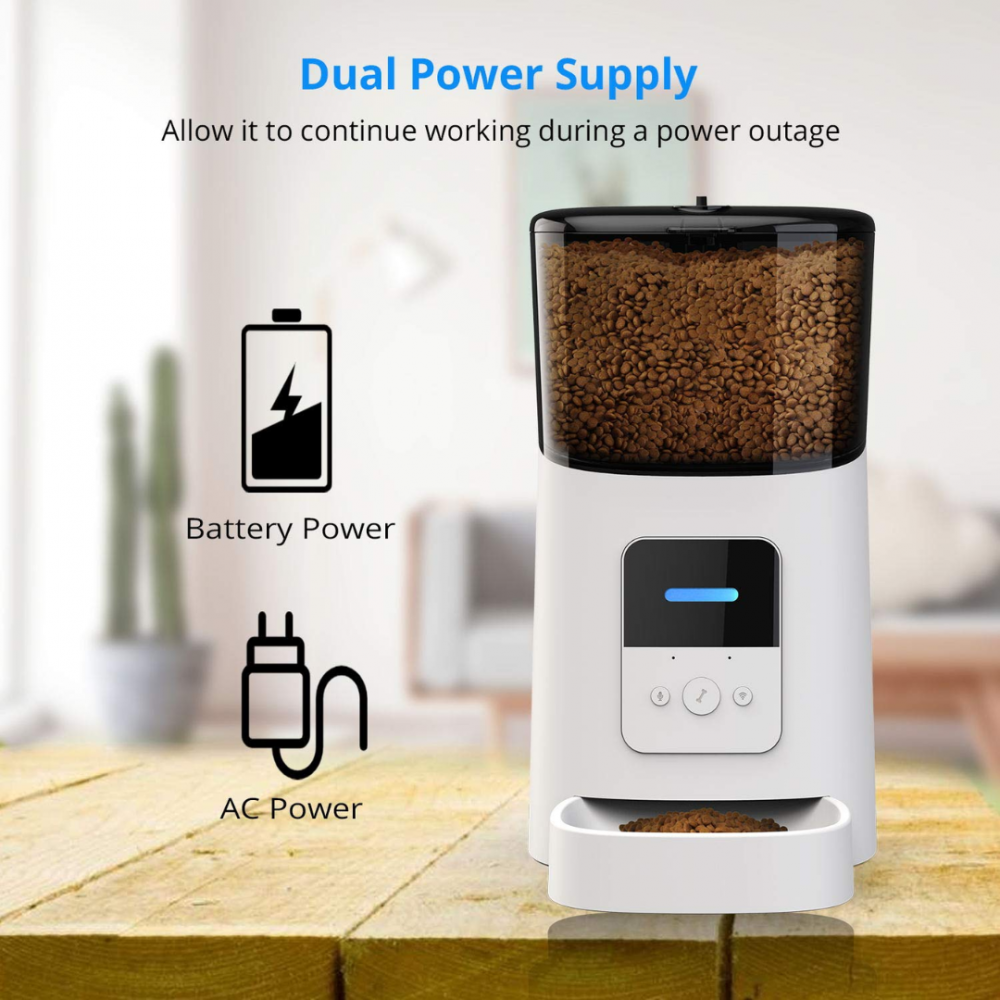 Dispenser automat pentru câini și pisici, control WiFi și programabil prin aplicație, capacitate 6 litri, alb [3]