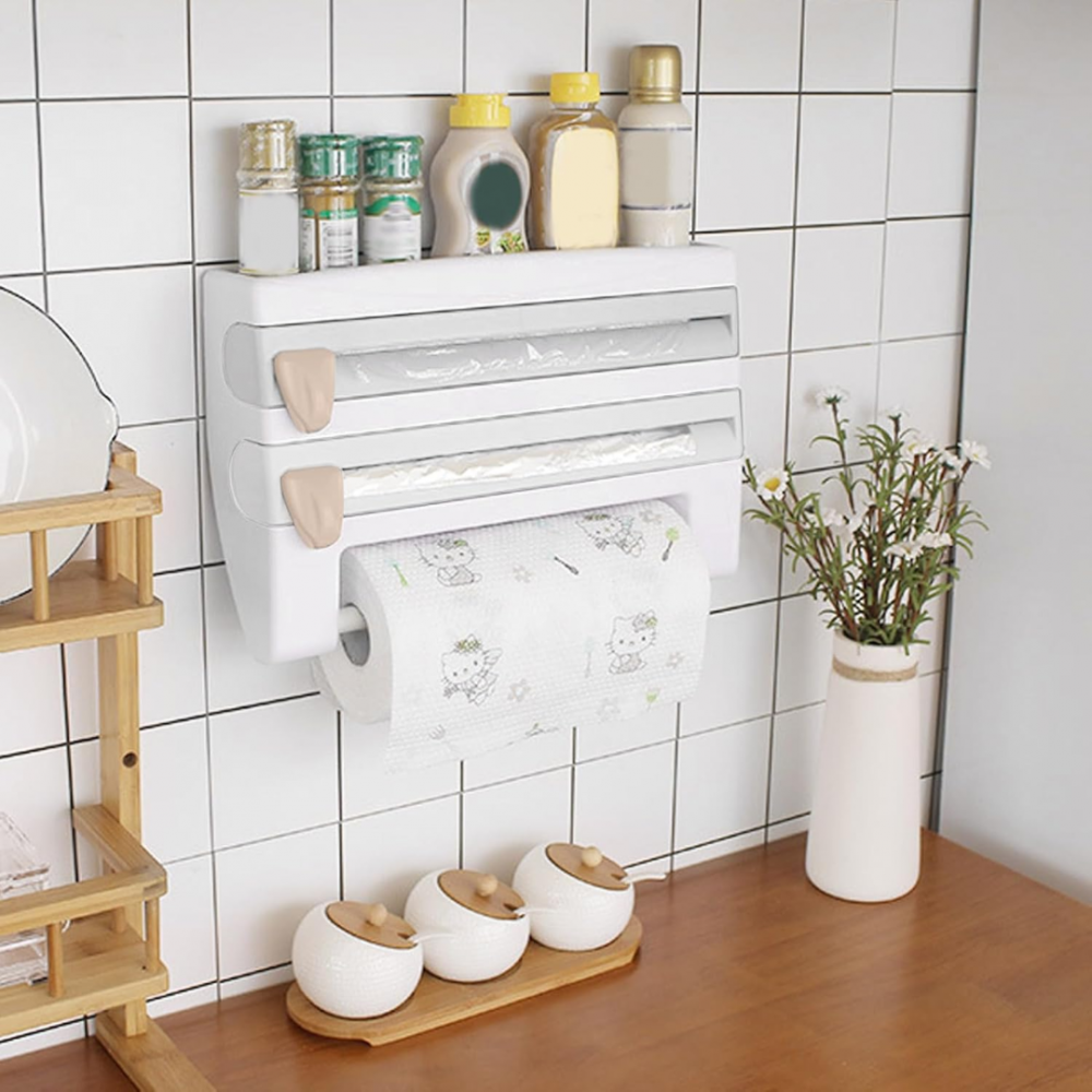 Dispenser de bucătărie pentru folii alimentare prosoape de hârtie, Alb [3]