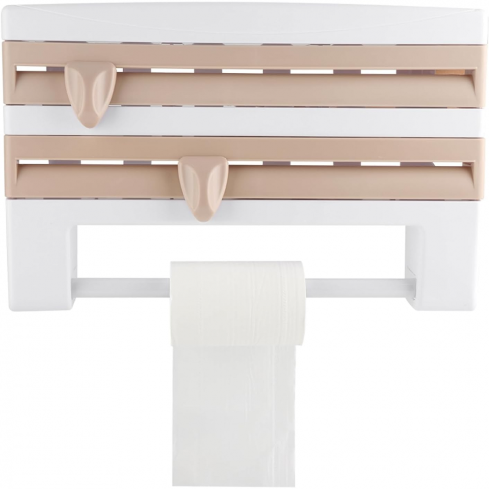 Dispenser de bucătărie pentru folii alimentare prosoape de hârtie, Alb/Bej [3]