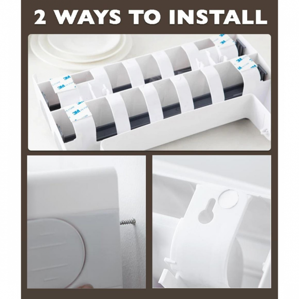 Dispenser de bucătărie pentru folii alimentare prosoape de hârtie, Alb/Gri [6]