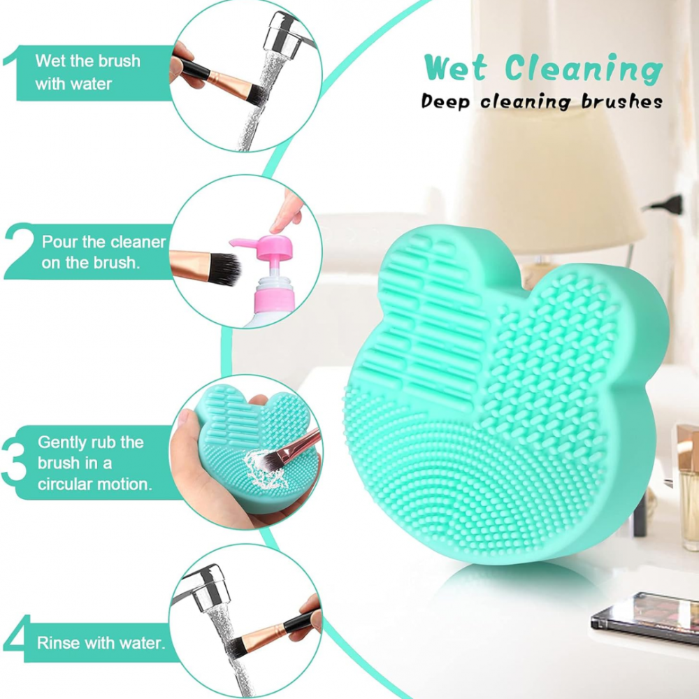 Dispozitiv din silicon pentru spălat pensule machiaj, Turcoaz [4]