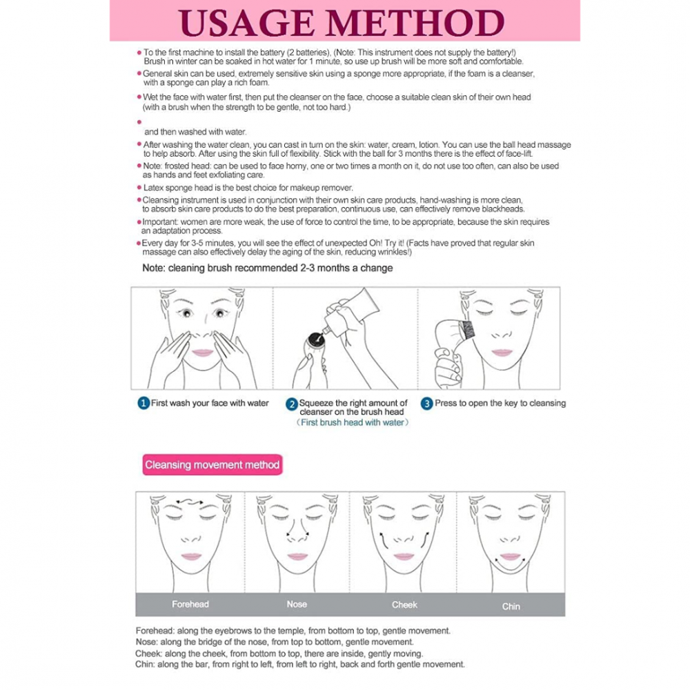 Dispozitiv pentru curățare facială 5 în 1, Roz [5]