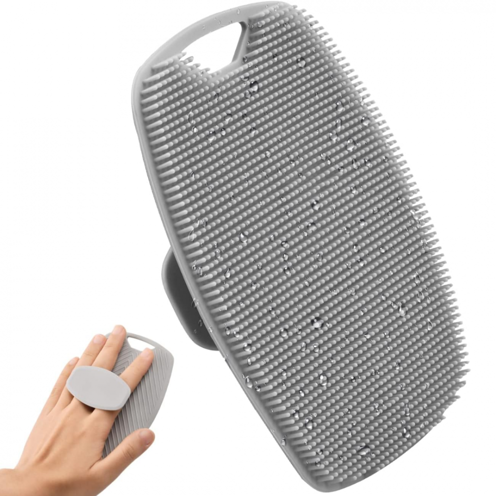 Exfoliant de corp cu perie din silicon, Gri [3]