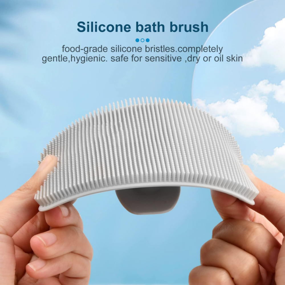 Exfoliant de corp cu perie din silicon, Gri [6]