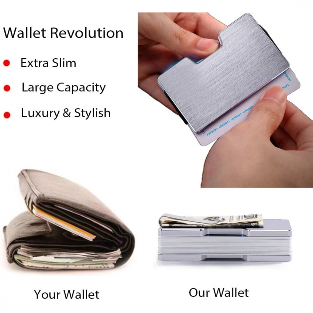 Portofel metalic pentru carduri cu RFID, negru [3]