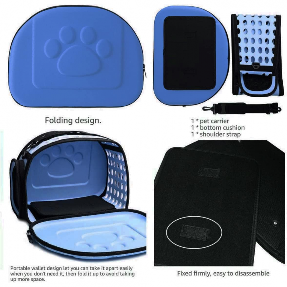 Geantă din silicon pentru transportul animalelor de companie de talie mică/medie, albastru [4]