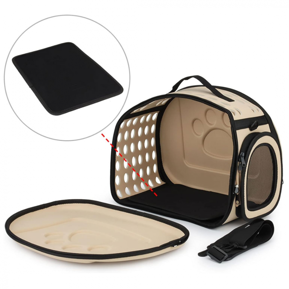 Geantă din silicon pentru transportul animalelor de companie de talie mică/medie, crem [2]