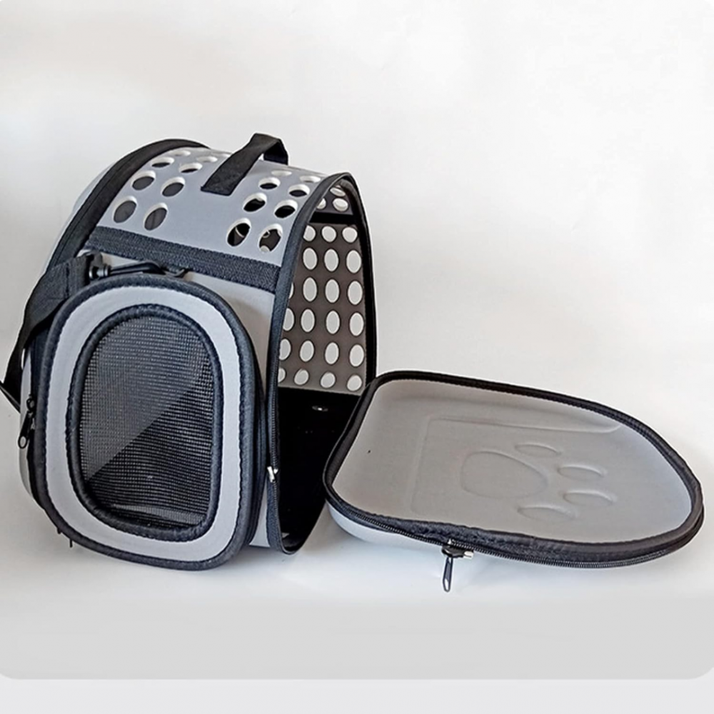 Geantă din silicon pentru transportul animalelor de companie de talie mică/medie, gri [5]