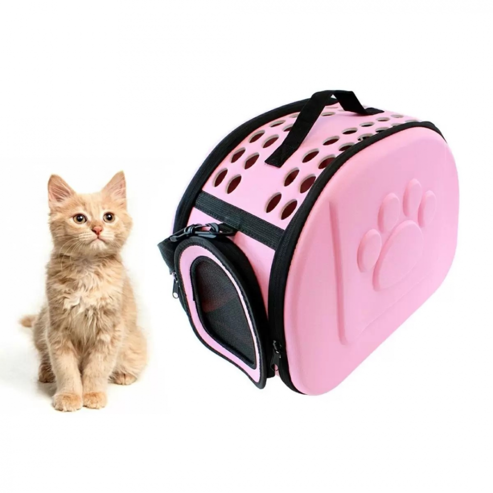 Geantă din silicon pentru transportul animalelor de companie de talie mică/medie, roz [4]