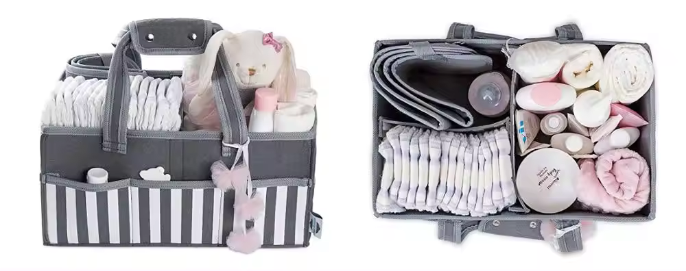 Geantă organizator scutece și accesorii copii, Gri/Alb [2]