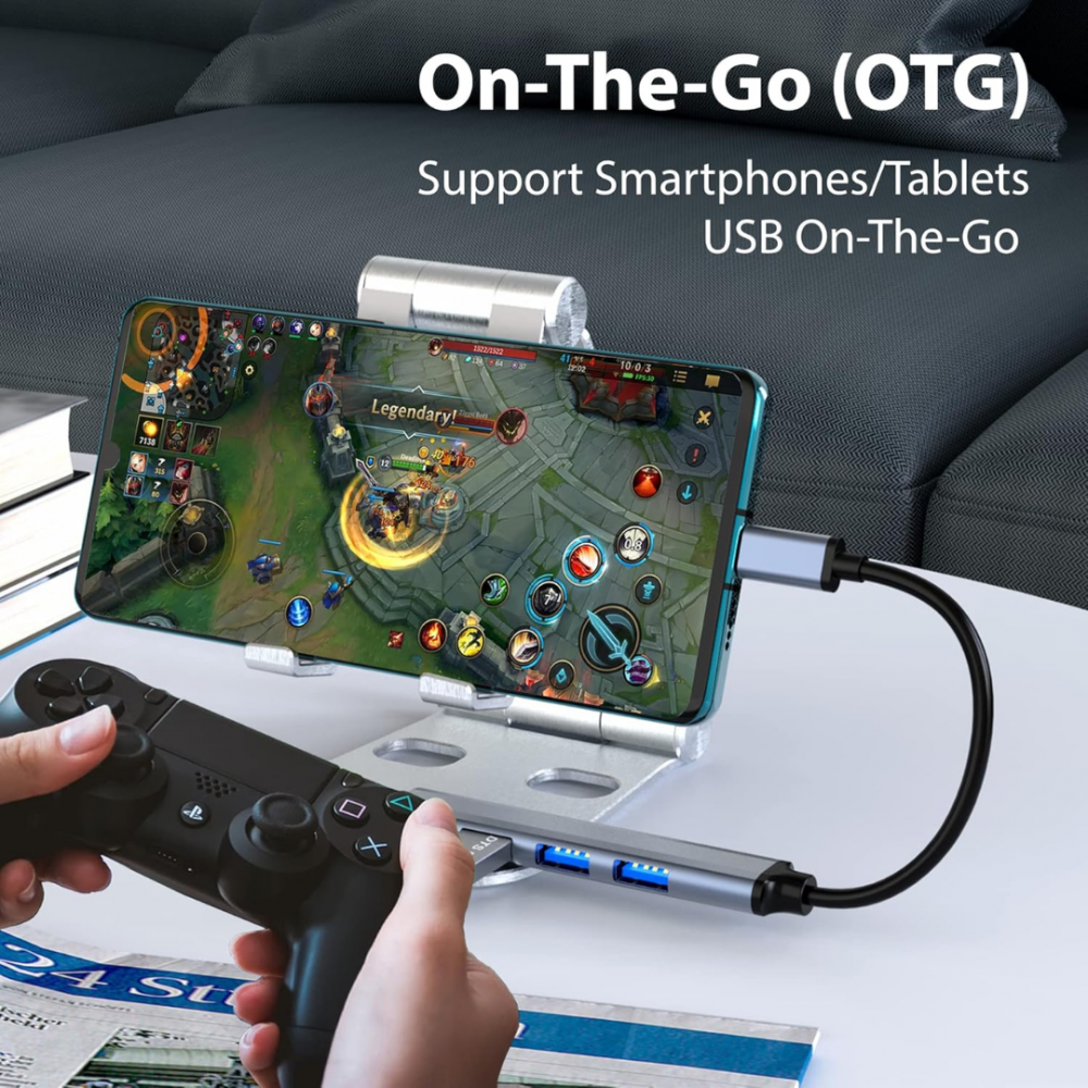 Hub USB-C 4 porturi (3x USB 2.0, 1x USB-C), argintiu [4]