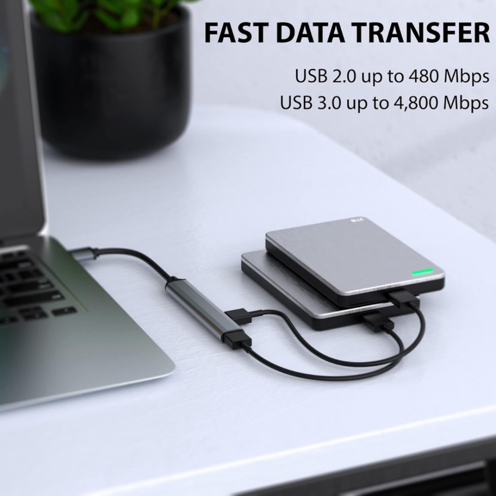 Hub USB-C 4 porturi (3x USB 2.0, 1x USB-C), argintiu [5]