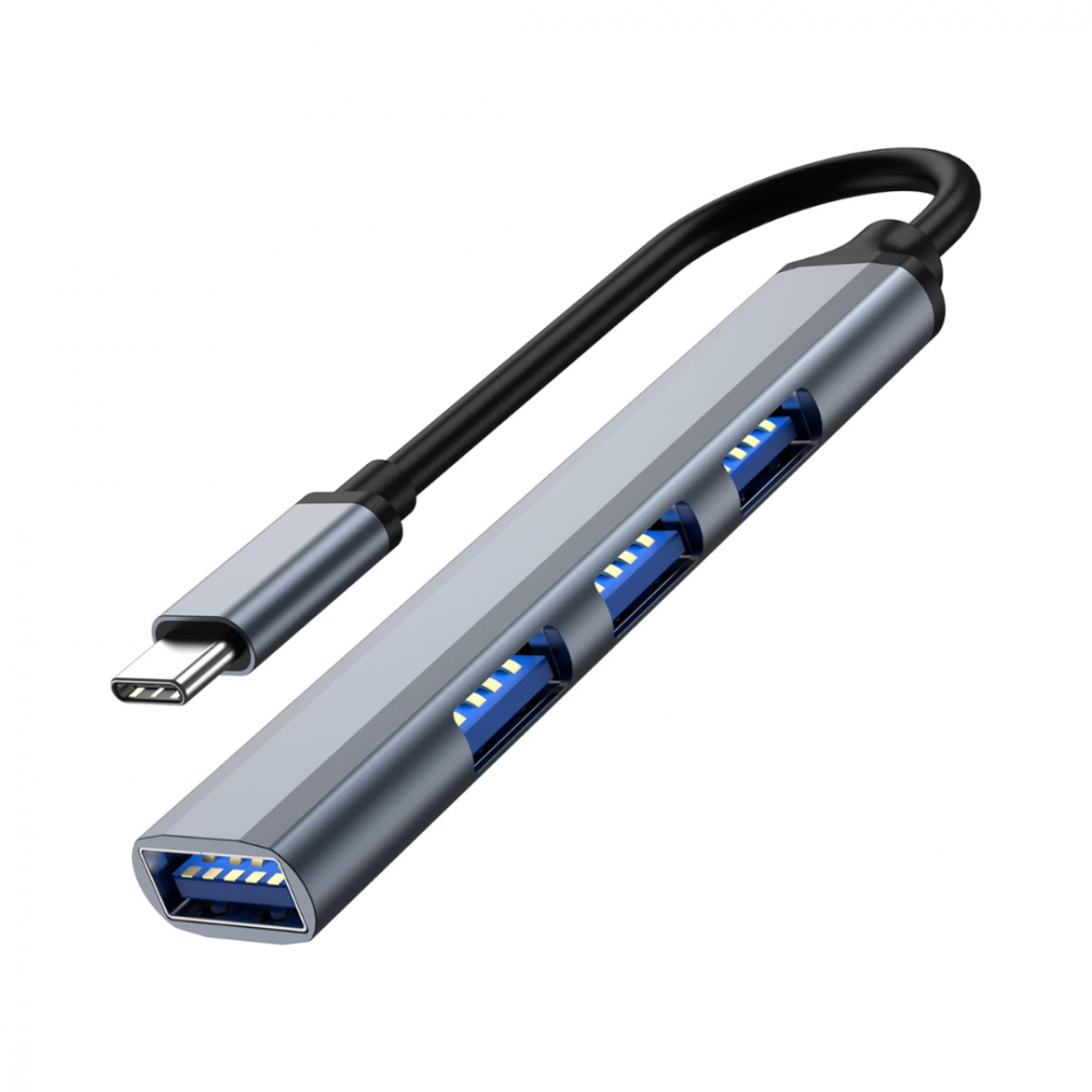 Hub USB-C 4 porturi (3x USB 2.0, 1x USB-C), argintiu [1]