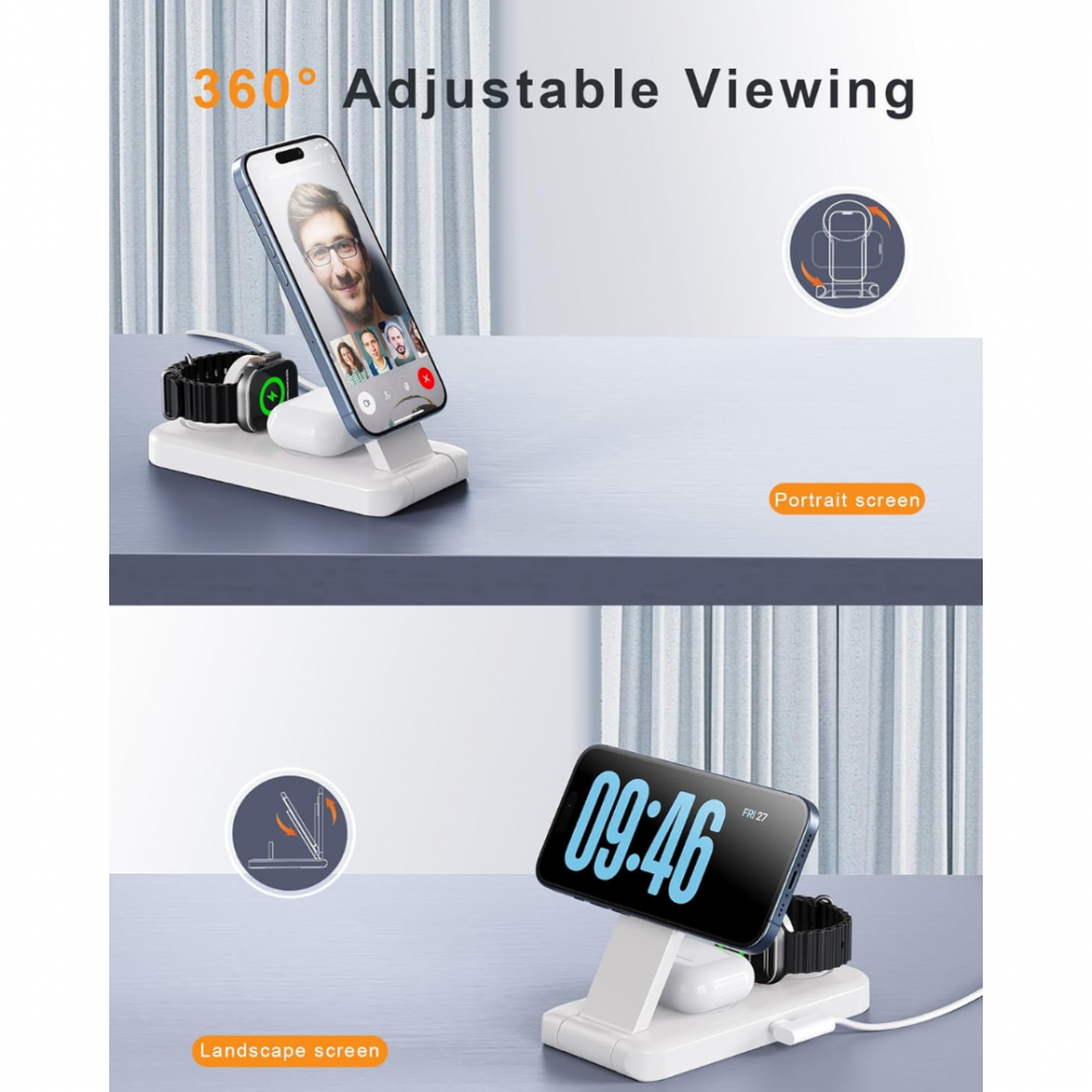 Încărcător wireless 3 în 1, alb [3]