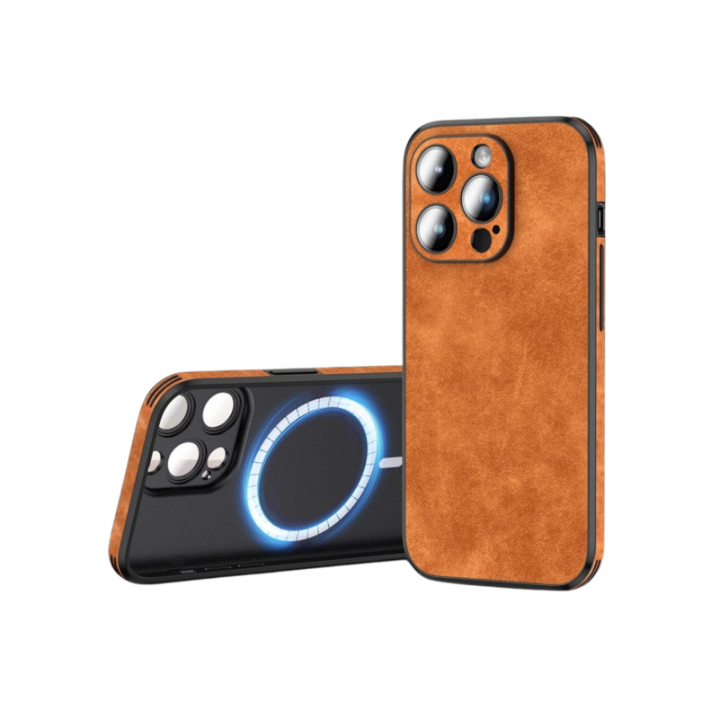 Husa de protecție din piele ecologică cu MagSafe pentru iPhone 13, Maro [1]