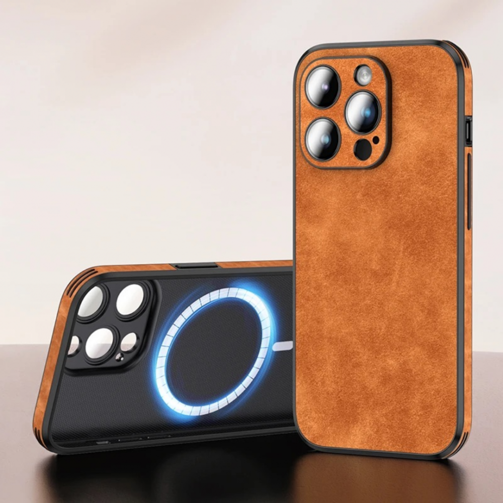 Husa de protecție din piele ecologică cu MagSafe pentru iPhone 14 Pro, Maro [2]