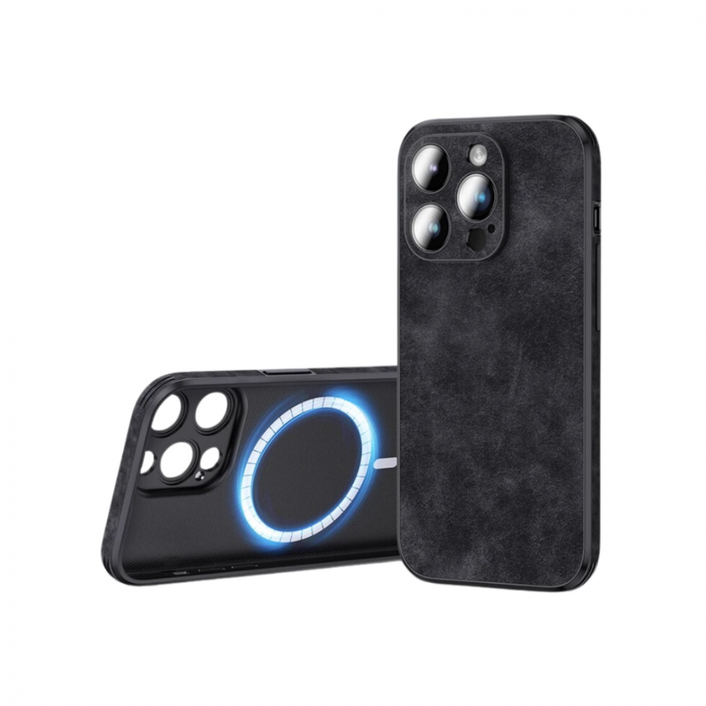 Husa de protecție din piele ecologică cu MagSafe pentru iPhone 15, Negru [1]