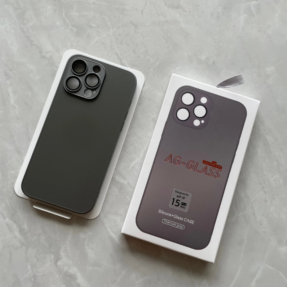 Husă de protecție din sticlă Premium AG Glass pentru iPhone 15 Pro, negru [4]