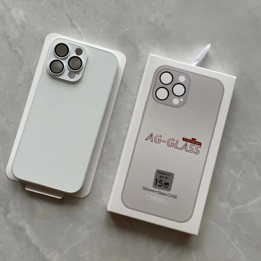 Husă de protecție din sticlă Premium AG Glass pentru iPhone 15 Pro, alb [2]