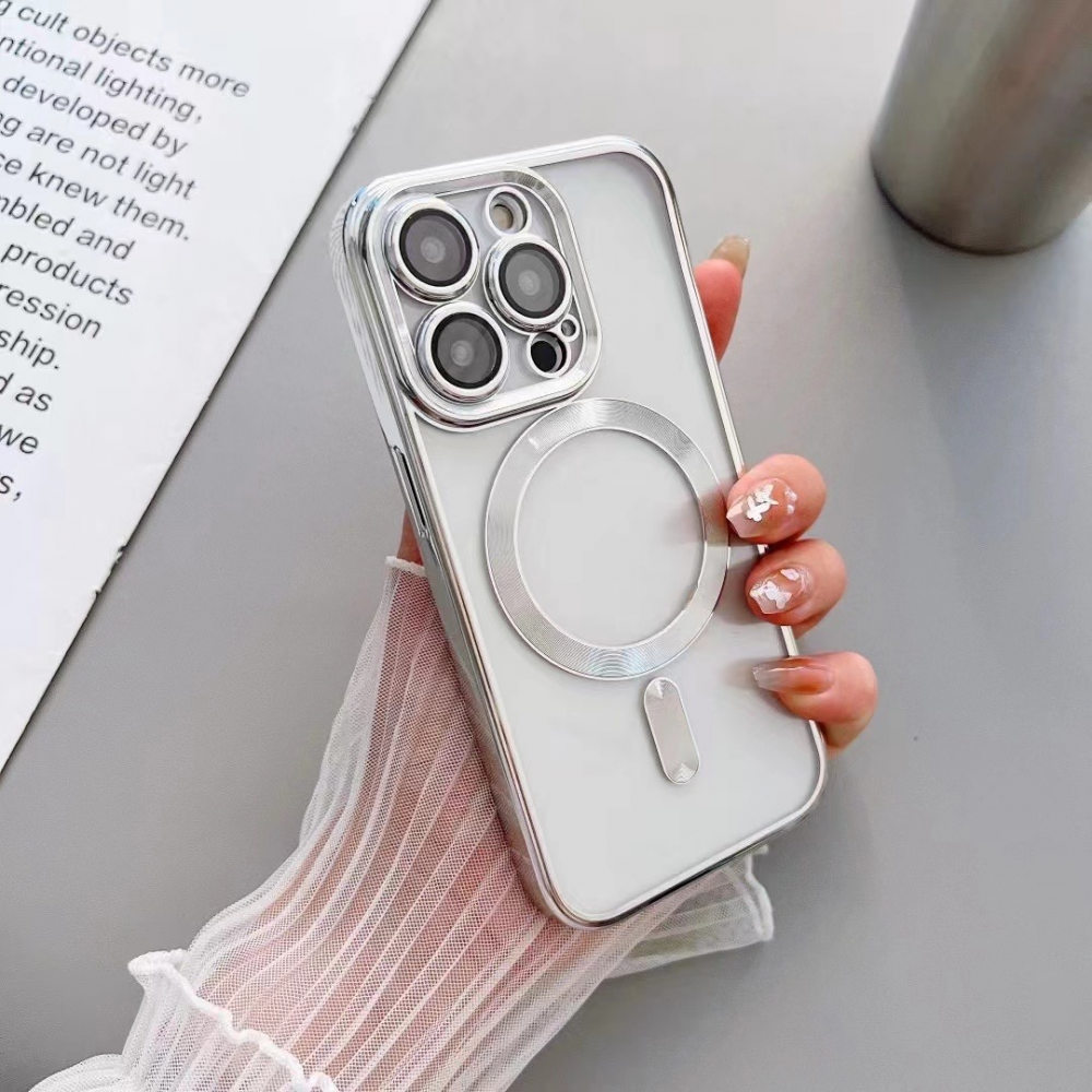 Husă protecție telefon de sticlă pentru iPhone 15 Pro Max, Argintiu [4]