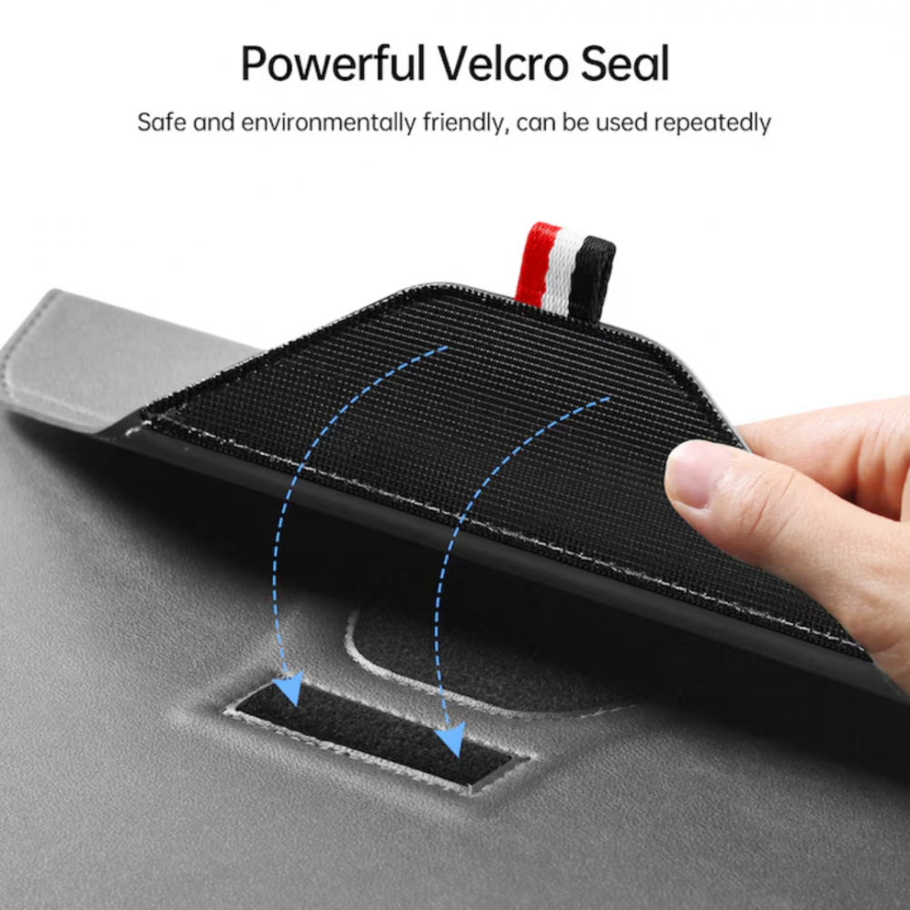 Husa Ultra-Subtire pentru Laptop 13/14 inch din Piele ecologica, cu Stand Laptop, Negru [3]