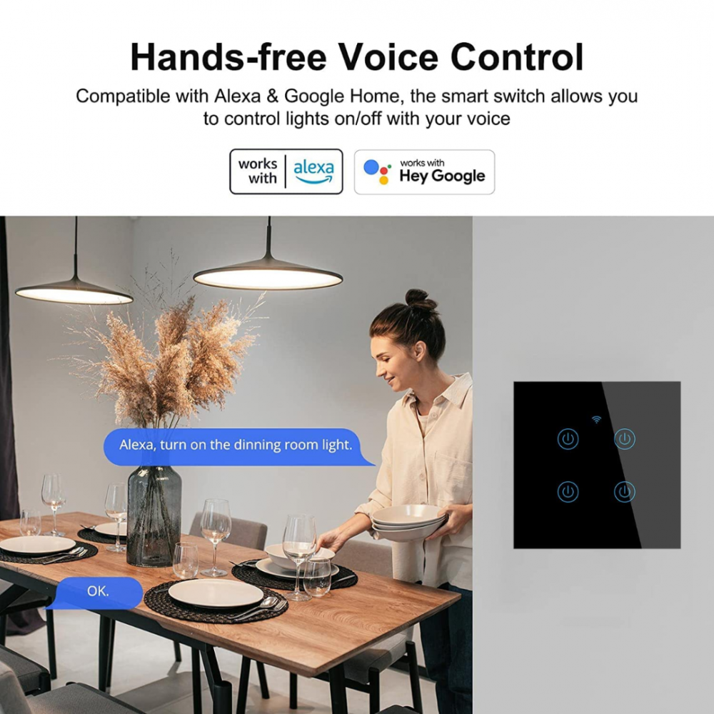 Întrerupător smart touch 1F, sticlă securizată, control tactil [3]