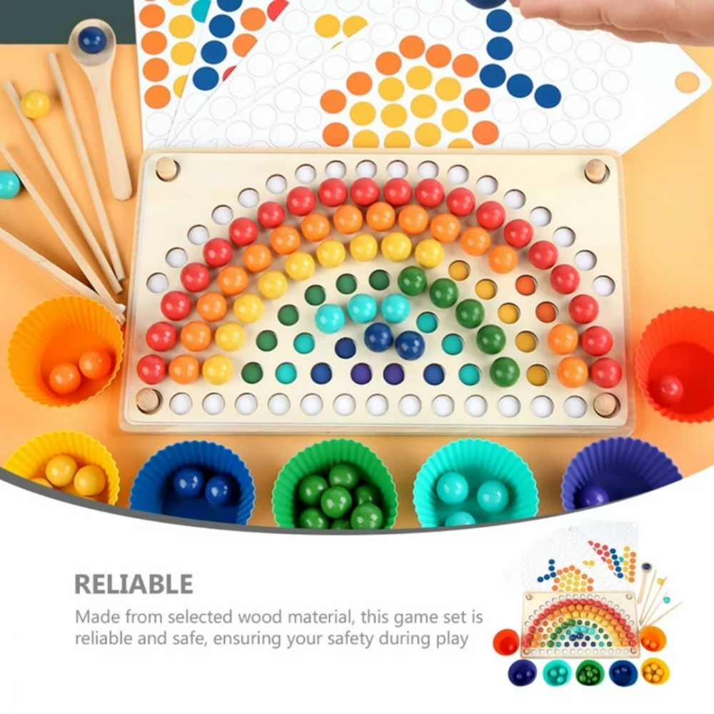 Joc Montessori cu bile din lemn și pahare [6]