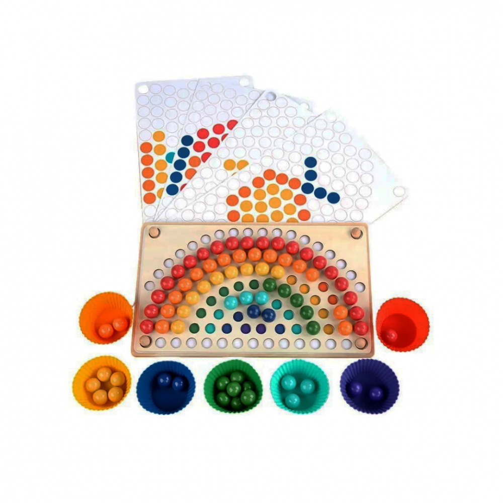 Joc Montessori cu bile din lemn și pahare [1]