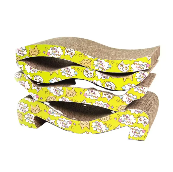 Jucarie pentru pisici, Zgarietor orizontal, din carton, include iarba Matei, 65 x 23 x 3.5 cm [2]