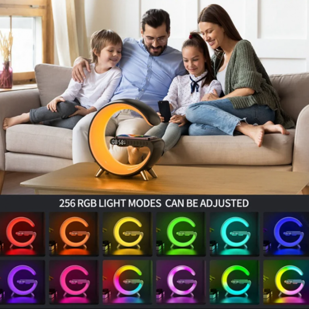 Lampă LED multifuncțională 4 în 1 cu încărcare wireless, Bluetooth și afișaj digital [4]